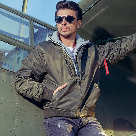 MA-1飞行员棉夹克可拆卸连帽军绿外套潮牌加厚夹克棒球服男女同款-NMJ-2021 商品图1