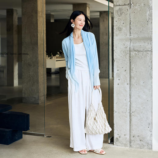 【林栖设计小店】【现货】青绿粉秋冬新品原创苎麻混纺宽松长袖毛衣开衫上衣女1934003 商品图2