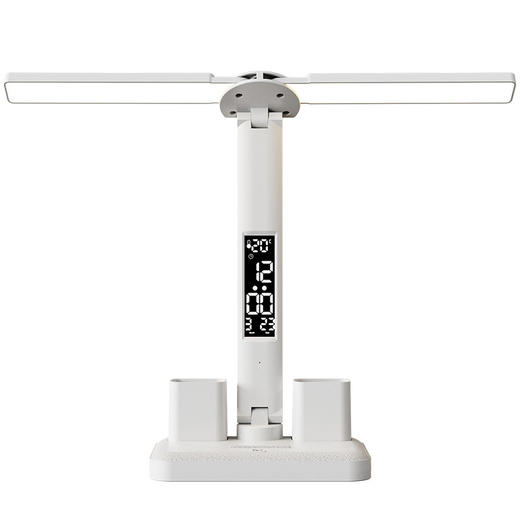 「双头发光！时钟款台灯」多功能双头小台灯充插两用办公阅读学生宿舍专用护眼学习够亮台灯生活电器 商品图4