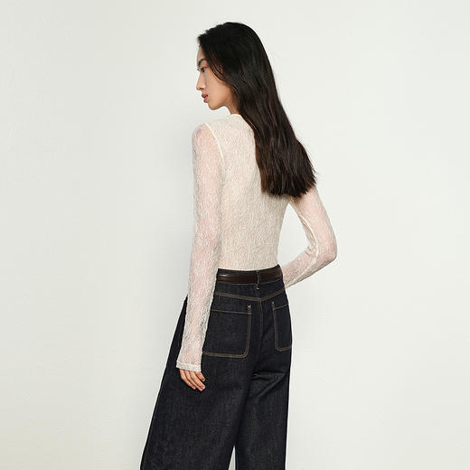 NEELLY纳俪商场同款春季新款修身蕾丝上衣女百搭显瘦内搭神器N25011T01013 商品图1