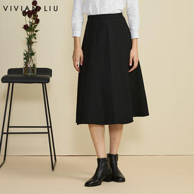 VIVIAN LIU TD2454005秋女装新款时尚后中拉链A字大裙摆半裙