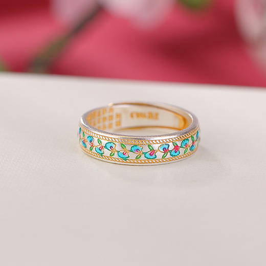 【炫色】S999银足银古法描金珐琅银杏叶心经莲花复古戒指【CW-JZ06876】 商品图2