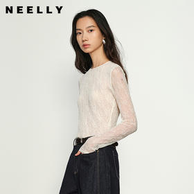 NEELLY纳俪商场同款春季新款修身蕾丝上衣女百搭显瘦内搭神器N25011T01013