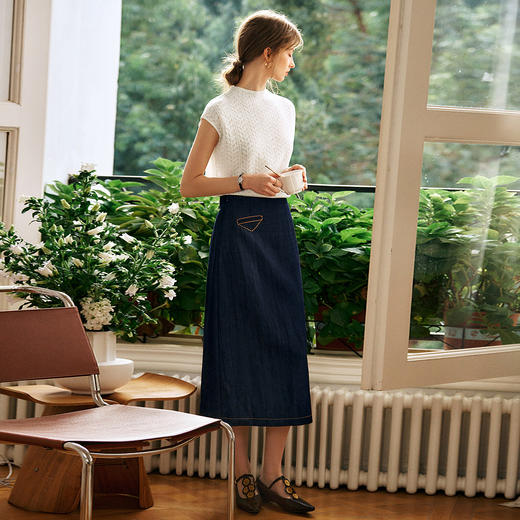 OLrain欧芮儿牛仔直筒半身裙女春季2025年新款通勤简约百搭A字裙 商品图0