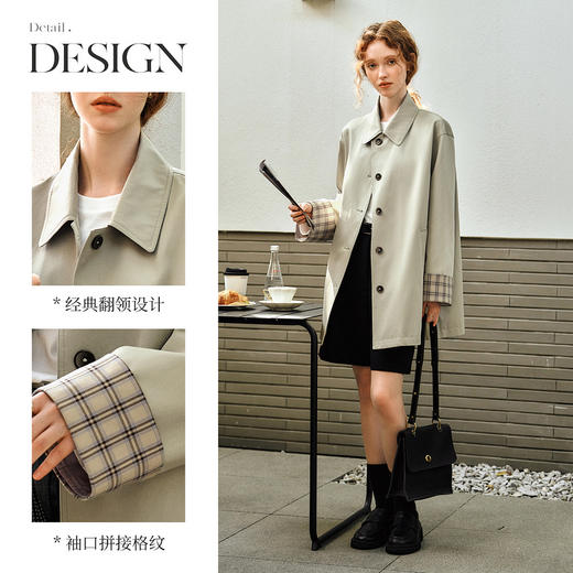 OLrain欧芮儿韩系中长款风衣女春季2025年新款百搭翻领设计感外套 商品图2