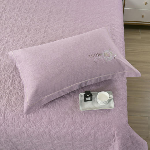 【简约轻奢风】全棉磨毛肌理纹刺绣床盖夹棉四件套 商品图4