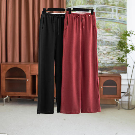 【高货wl】全新升级【铂金会员211/天猫279/差价68】(12238) 洛诗琳天丝羊毛高腰阔腿裤女秋冬款宽松显瘦保暖直筒休闲裤 商品图0