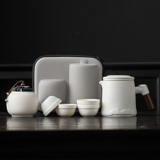【一包嵌套收纳！配置齐全。】旅行茶具全套一壶三四杯陶瓷马克杯带过滤礼品户外便携小套装。ry 商品图1