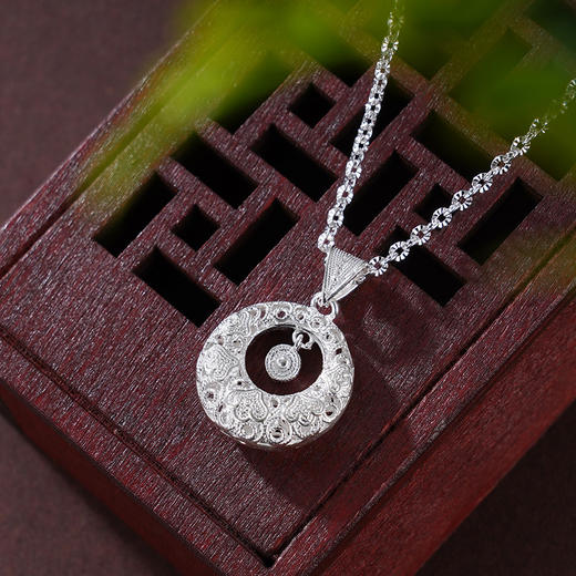 子佩集S990银【静思平安】套链【MXTL020】纯银花丝项链平安扣2412 商品图2