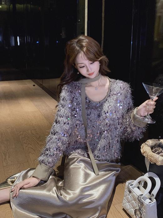 张心子【银河梦境】气质氛围感亮片丝带流苏上衣 U2412018 商品图5