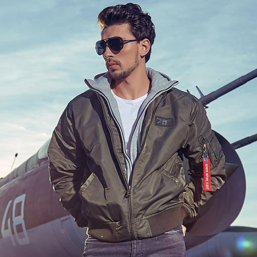 MA-1飞行员棉夹克可拆卸连帽军绿外套潮牌加厚夹克棒球服男女同款-NMJ-2021 商品图0