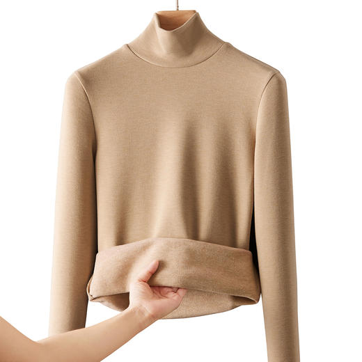【专柜大牌品质】秋冬羊绒蚕丝打底衫 双面绒发热保暖中高领加绒加厚上衣 商品图8