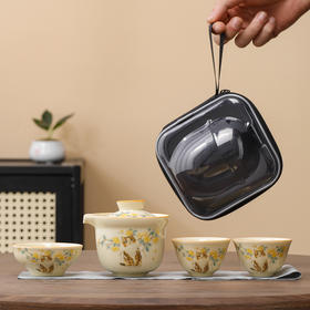 【旅行茶具套装！一包收纳】旅行茶具套装户外露营便携式快客杯功夫茶具礼品商务伴手礼。ry