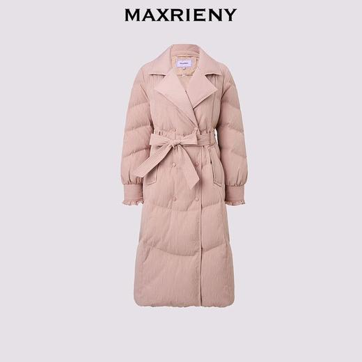 MAXRIENY精致优雅感系带收腰羽绒服女24冬肌理感保暖外套中长款(货号:MS85DC767) 商品图0
