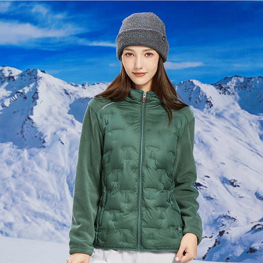 丁摩 奥粒绒拼羽绒秋冬户外休闲抓绒衣女羽绒服加厚保暖连帽4ZF-68582 商品图3