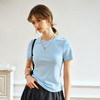 OLrain欧芮儿蓝色短袖T恤女春季2025年新款简约百搭气质圆领上衣 商品缩略图2