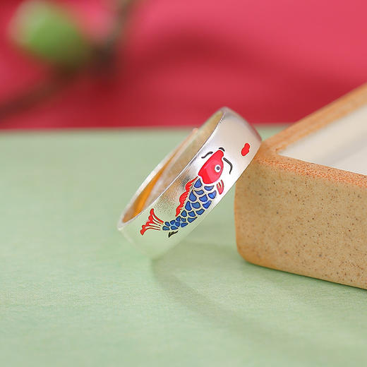 【祥云锦鲤】S999银足银烧蓝珐琅古法开口戒指【CW-JZ06883】 商品图1