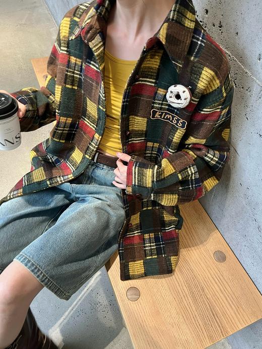 顺丰包邮洛诗琳40338高级定制毛呢提花料重工毛织彩格子廓形夹克（男女同款）523 商品图1