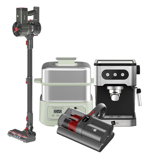 米技生活 多功能电蒸锅+米技生活 无线真空吸尘器+米技生活 无线UV除螨仪 +米技生活 意式咖啡机【GHCJ23.0】 商品图0