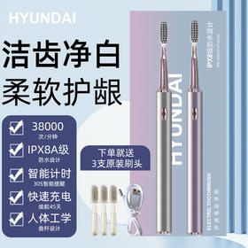 【高颜值设计 洁齿护龈】韩国现代HYUNDAI小冰棍电动牙刷 成人防水自动牙刷家用高颜值 赠刷头