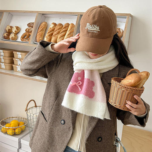 【YW】无忧购韩版学院风百搭蝴蝶结卡通兔子可爱软糯针织围巾WJ107（截单后7天发货) 商品图4