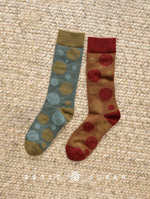 999积分兑换 PETIT SCHAN小闪  葫芦娃 绵羊毛混纺中筒袜一组两双 商品图2