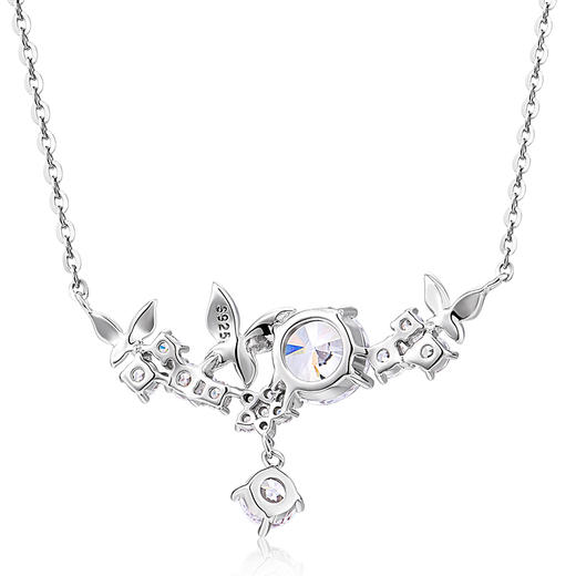 卡蒂罗KADER 接住招财的蝴蝶玄学 星光蝴蝶项链 闪耀蝶光梦幻璀璨满镶宝石拼接链 灵蝶造型浪漫灵动锁骨链#好运#好运 925银 项链 女款 银色 商品图3