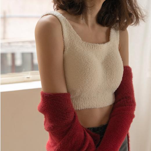 靴下物秋冬内衣女纯色毛绒小背心外穿内搭舒适保暖一体免穿文胸罩 商品图4