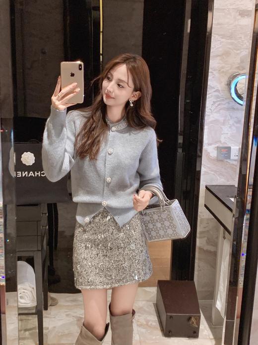 张心子【星河曜日】氛围感高腰百搭显瘦亮片裙半身裙 U2412050 商品图11