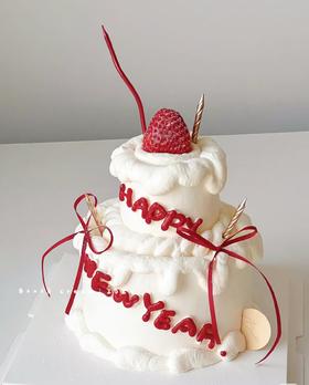 双层【落雪Happy New year】跨年、元旦、新年蛋糕