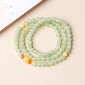 皓腕凝冰雪天然和田玉多圈手串6mm 南红玛瑙手链天然蜜蜡带证书