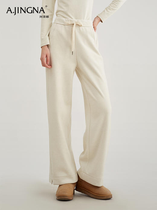 【积分兑换】阿菁娜加绒羊毛休闲宽松阔腿卫裤F29D210030 商品图3