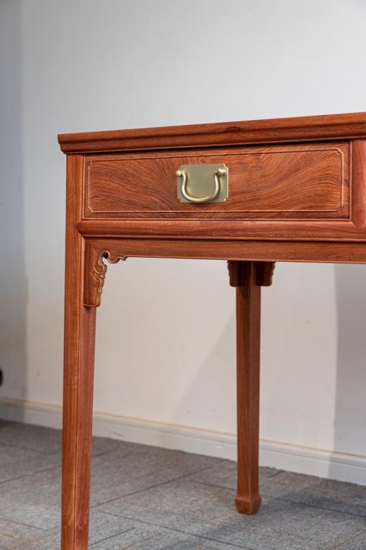 红桥红  家具严选  缅甸花梨(大果紫檀）  【118 马蹄腿双抽 小书桌 两件套】 商品图2