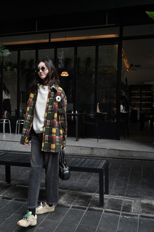 顺丰包邮洛诗琳40338高级定制毛呢提花料重工毛织彩格子廓形夹克（男女同款）523 商品图8