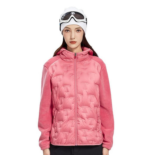 丁摩 奥粒绒拼羽绒秋冬户外休闲抓绒衣女羽绒服加厚保暖连帽4ZF-68582 商品图4