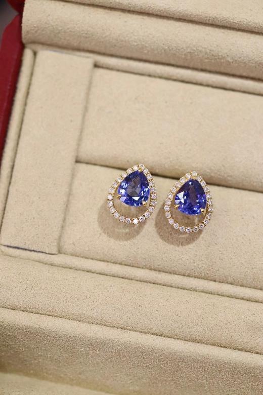 1.27ct刻面蓝宝石耳钉 商品图1