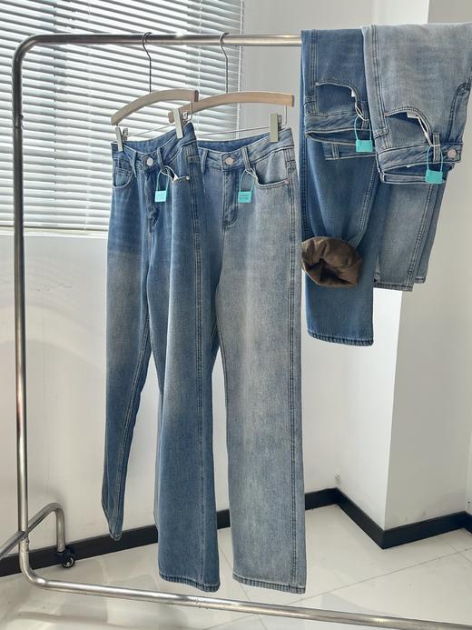 新增薄款！神裤巨好穿❗️【m*⁬co同款高腰加绒/窄版不加绒牛仔裤】新疆长绒棉包裹弹力纤维，⁢全新升级FIT系牛仔+​环保染色！⁭不变形！✅舒适好穿不臃肿！显腿直腿细⚠️75-146斤可穿！ 商品图10