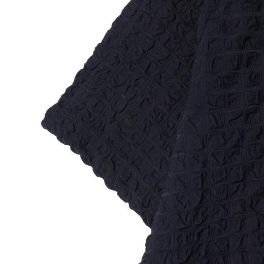 38658早春新款时尚个性韩版纯色格子圆领短袖上衣压皱百搭情侣套头T恤 商品图4