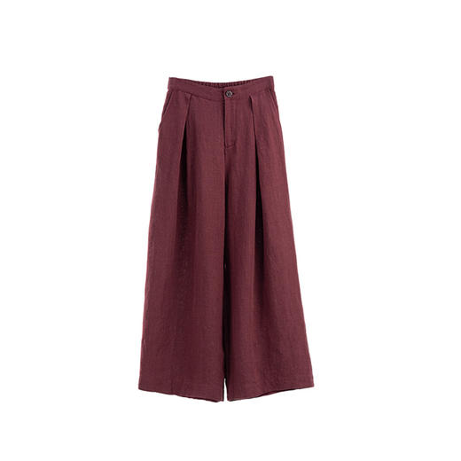 绽放旅行女装021朵/冬季5*5皱重磅砂洗亚麻松紧腰直筒休闲长裤 商品图4