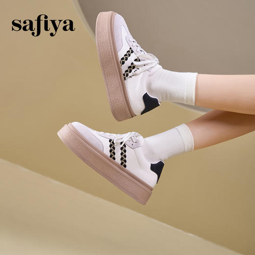 Safiya/索菲娅2025春蕾丝边芭蕾风拼色复古透气百搭厚底德训鞋 SFD1112025 商品图4