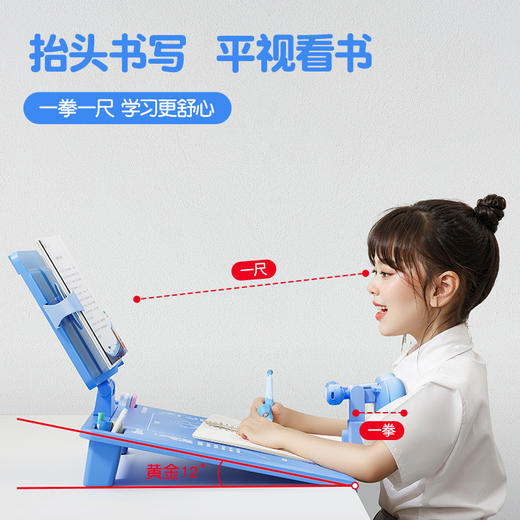 开学季猫太子黄金12°坐读写坐姿矫正器儿童写字姿势纠正器小学生写作业防近视低头学习桌面阅读书架板 商品图1