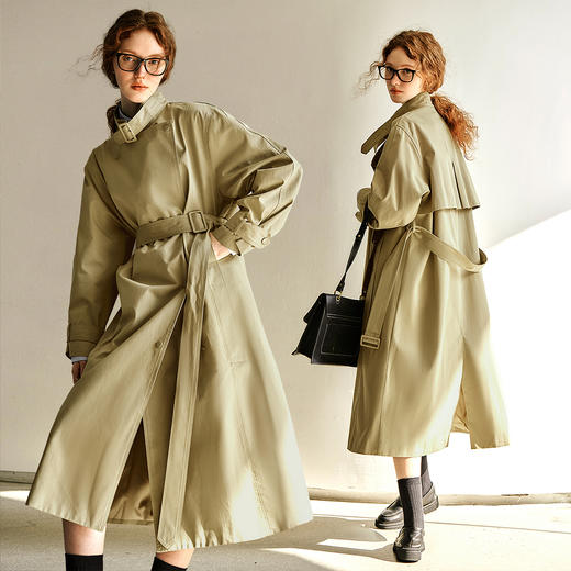 OLrain欧芮儿卡其色中长款风衣女春季2025新款时尚通勤英伦风外套 商品图1