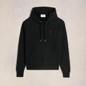 AMI 男士徽标刺绣棉质连帽卫衣 黑色 BFUSW235 730 001