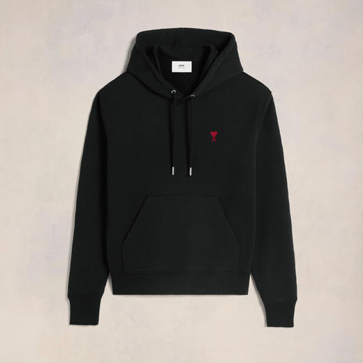 AMI 男士徽标刺绣棉质连帽卫衣 黑色 BFUSW235 730 001 商品图0