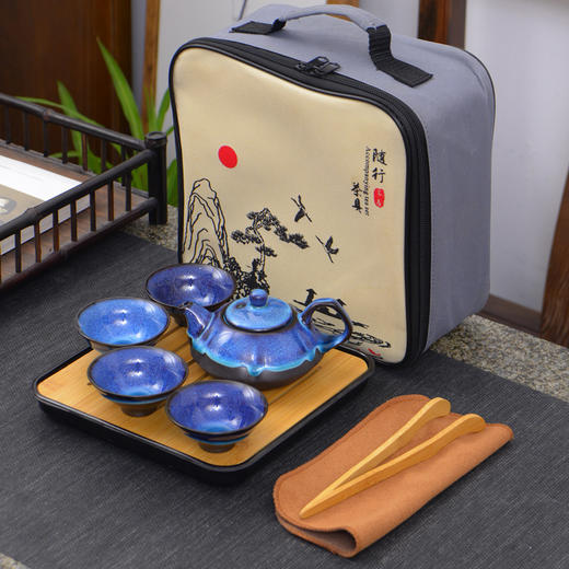 【国潮好物❗️窑变建盏茶具套装】传承古法技艺，入窑一色，出窑万彩，色彩千变万化！钧窑一壶四杯天木釉斗笠杯茶壶茶杯商务礼品年货 商品图7