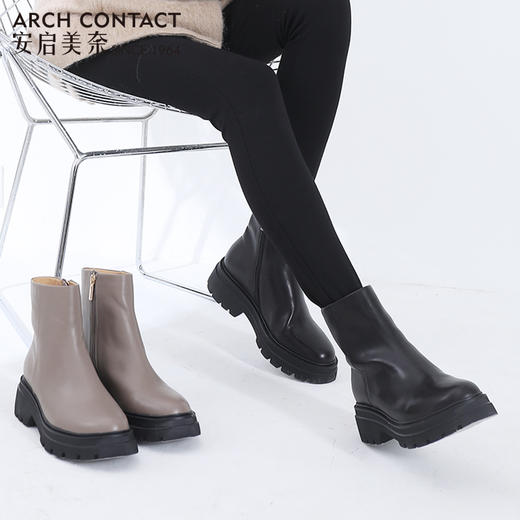 ARCHCONTACT安启美奈圆头厚底加绒女靴【52191】 商品图2