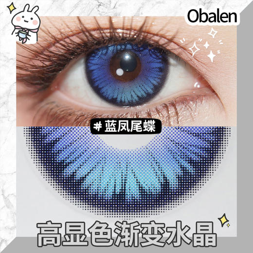 【新品】蓝凤尾蝶14.5【买二送护理液】欧巴兰美瞳半年抛2片装 商品图4