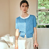 OLrain欧芮儿蓝色针织衫女春季2025年新款简约通勤宽松短袖开衫 商品缩略图4
