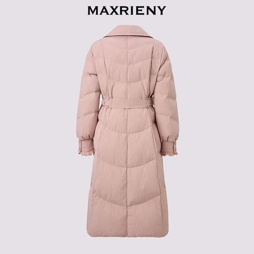 MAXRIENY精致优雅感系带收腰羽绒服女24冬肌理感保暖外套中长款(货号:MS85DC767) 商品图4