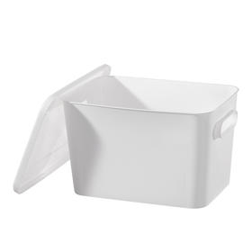 【美丽雅收纳盒】桌面收纳盒化妆品零食玩具杂物储物盒塑料带把手带盖收纳筐